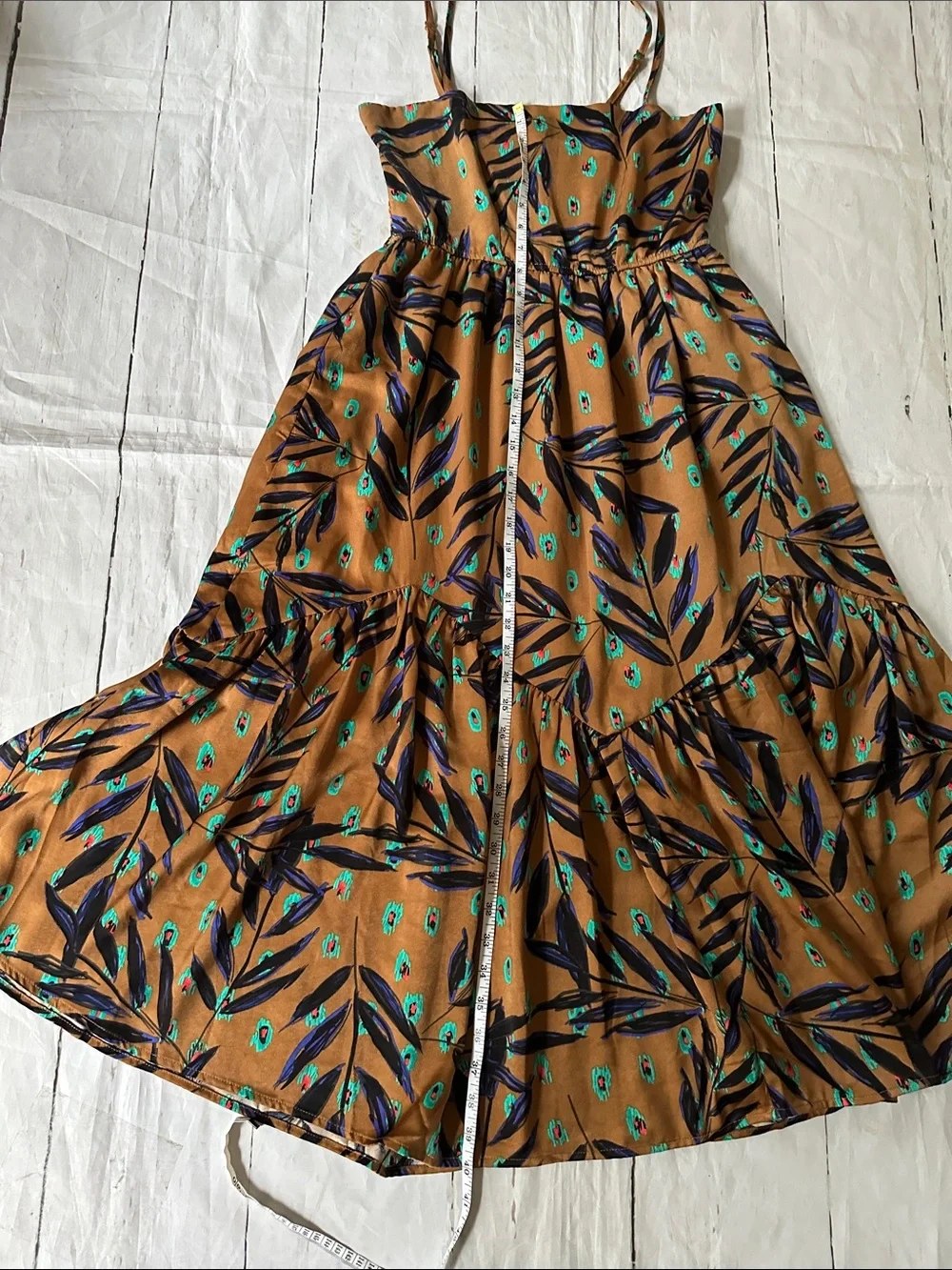 THML Brown Floral Print Spaghetti Strap Midi Dress medium - Picture 8 of 13